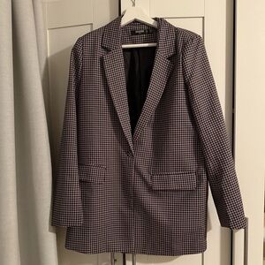 Missguided Brand Purple/Pink and Black Houndstooth Blazer